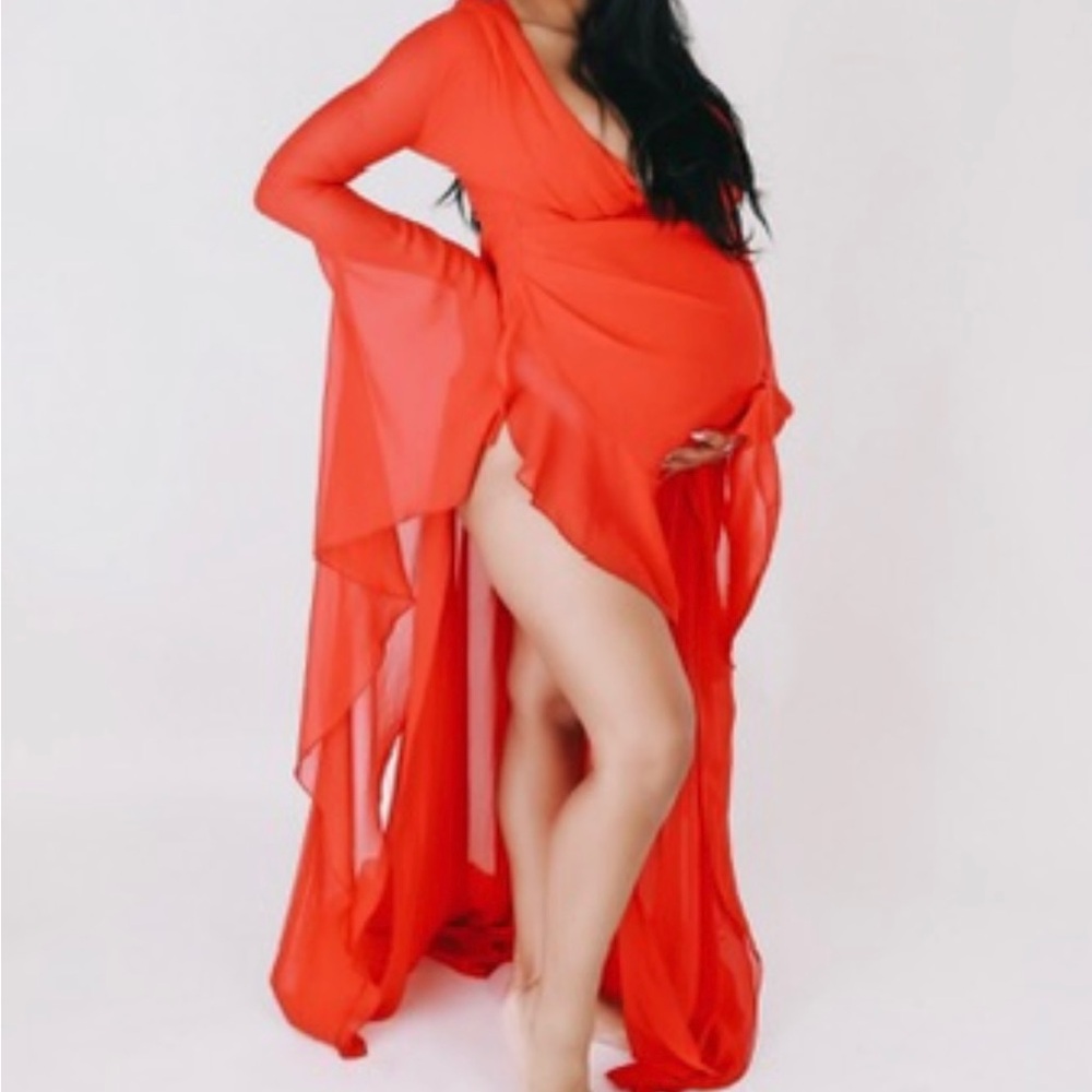 Red Flowing Gown